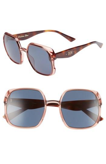 Women's Dior Nuance 56mm Square Sunglasses - Pink