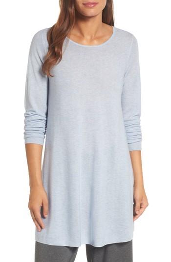 Women's Eileen Fisher Jewel Neck Tunic Sweater, Size - Blue