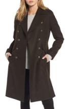Women's French Connection Long Wool Blend Military Coat - Green