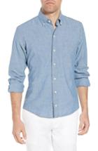 Men's Ledbury Ancroft Slim Fit Chambray Sport Shirt 34 - Blue