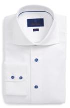 Men's David Donahue Trim Fit Diamond Weave Dress Shirt 34/35 - White