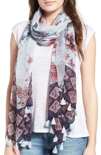 Women's Hinge Flora Bora Tassel Scarf, Size - Blue