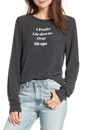 Women's Wildfox Lie-downs Over Sit-ups Baggy Beach Sweatshirt - Black