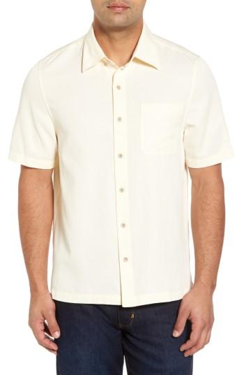 Men's Nat Nast 'havana Cloth' Regular Fit Short Sleeve Silk & Cotton Sport Shirt - White