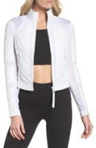 Women's Blanc Noir Leather & Mesh Moto Jacket - White