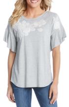 Women's Karen Kane Embellished Ruffle Sleeve Top - Grey