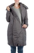 Women's Modern Eternity Madison Quilted 3-in-1 Maternity Puffer Coat With Faux Fur Trim - Grey