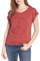 Women's Lucky Brand Embroidered Peace Sign Tee - Red