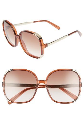 Women's Chloe Myrte 61mm Gradient Lens Square Sunglasses - Burnt