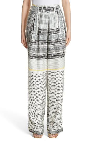Women's Etro High Waist Silk Twill Pants Us / 42 It - White