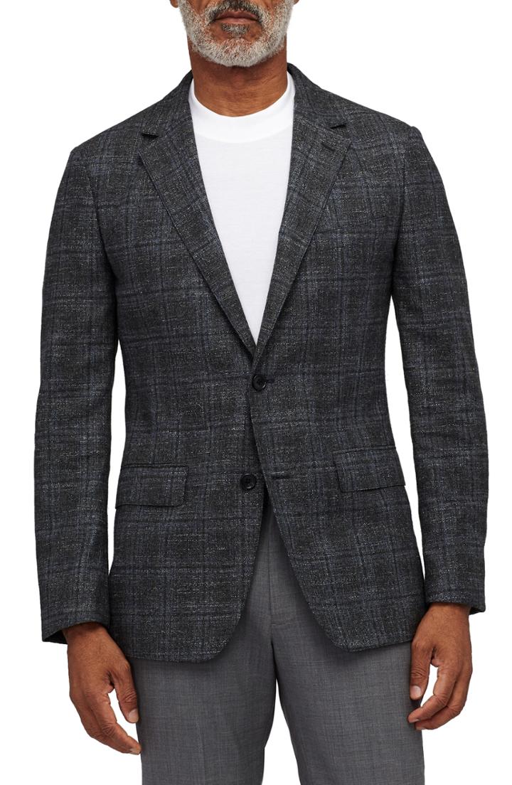 Men's Bonobos Slim Fit Unconstructed Plaid Blazer L - Grey