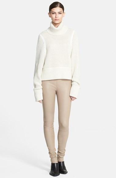 Helmut Lang Chunky Knit Turtleneck Sweater Natural