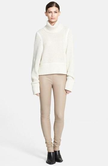 Helmut Lang Chunky Knit Turtleneck Sweater Natural