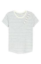 Women's Lucky Brand Lace-up Shoulder Stripe Tee - Blue