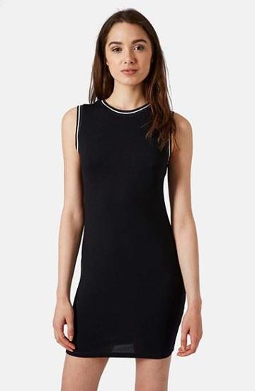 Topshop Ribbed Trim Body-con Dress (petite) Black