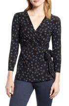 Women's Anne Klein Simone Wrap Top, Size - Black