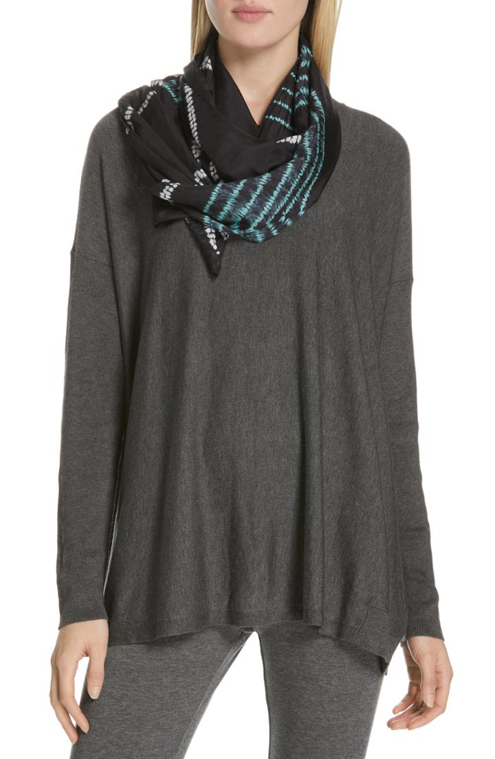Women's Eileen Fisher Oblong Silk Scarf, Size - Black