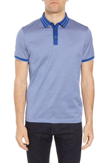 Men's Boss Hugo Boss Regular Fit Prout Tipped Polo - Blue