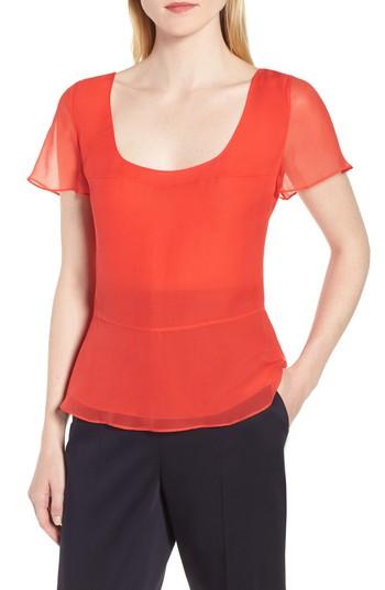 Women's Lewit Sheer Sleeve Top - Red