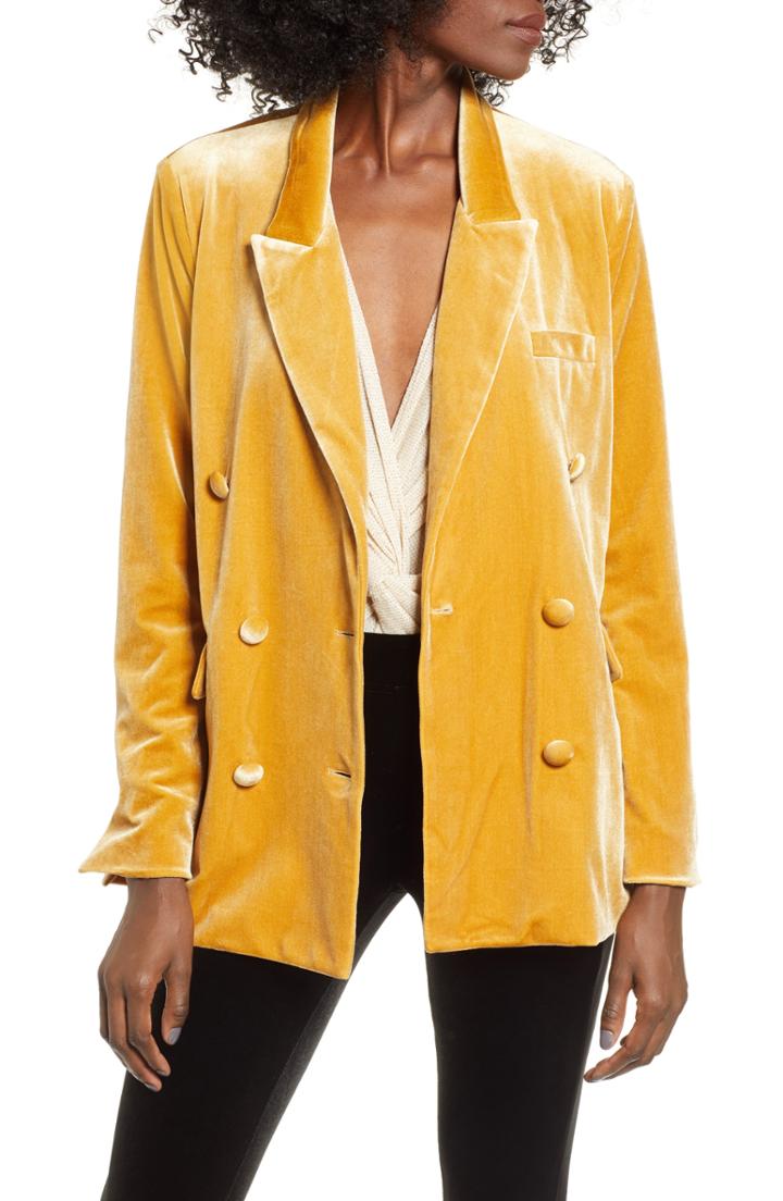 Women's Blanknyc Relaxed Velvet Blazer - Yellow