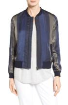 Women's Nordstrom Collection Stripe Woven Bomber Jacket
