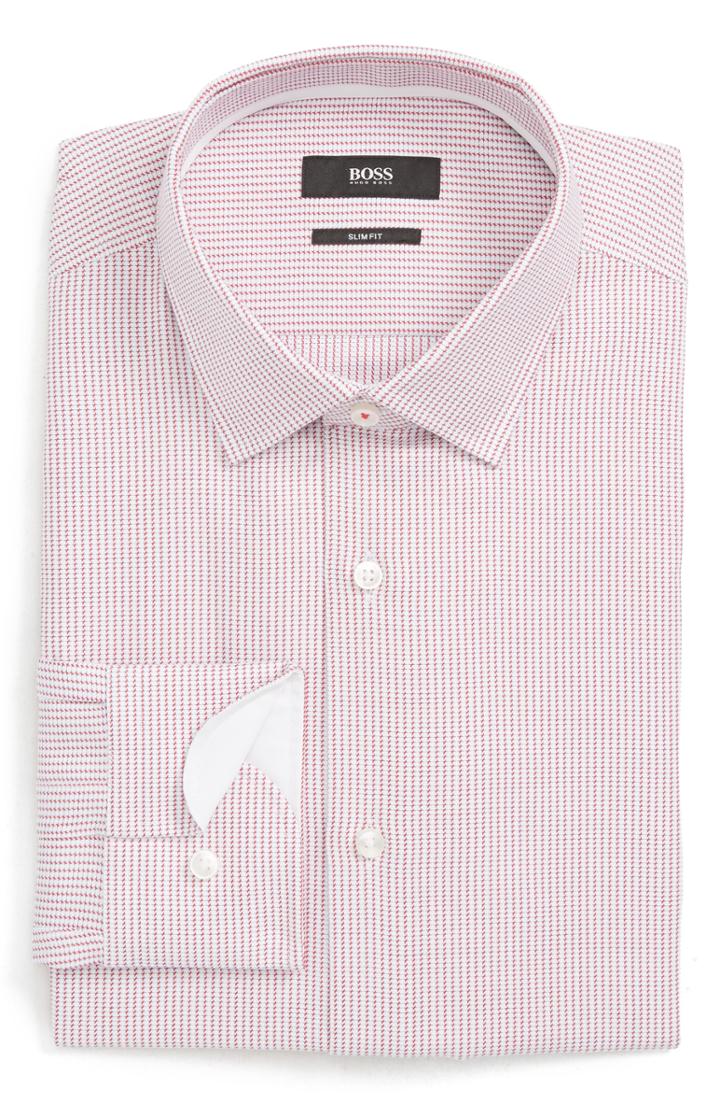 Men's Boss Jesse Slim Fit Print Dress Shirt .5 - Red