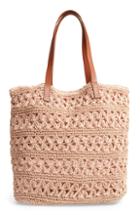 Nordstrom Packable Woven Raffia Tote - Pink