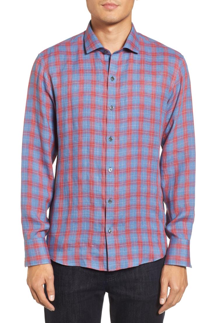 Men's Zachary Prell Liam Plaid Woven Sport Shirt, Size - Red