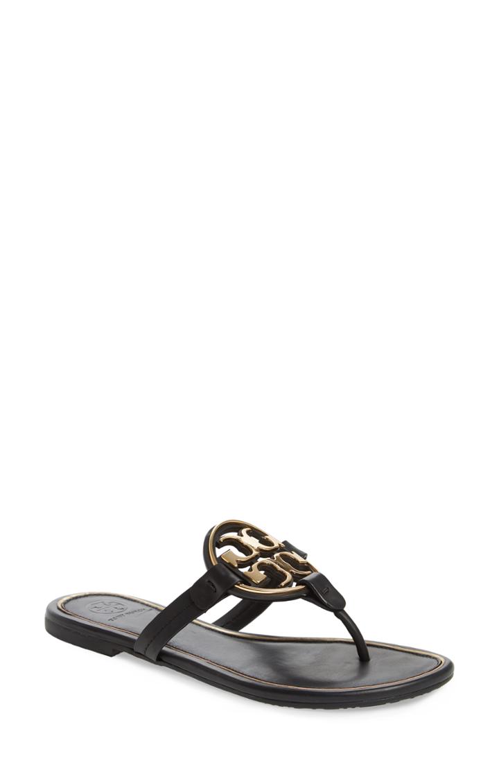 Women's Tory Burch Metal Miller Flip Flop .5 M - Black