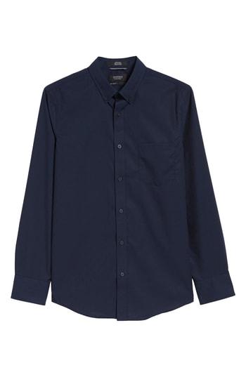 Men's Nordstrom Men's Shop Dobby Dot Non-iron Sport Shirt - Blue