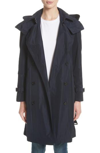 Women's Burberry Amberford Taffeta Trench Coat With Detachable Hood Us / 48 It - Blue
