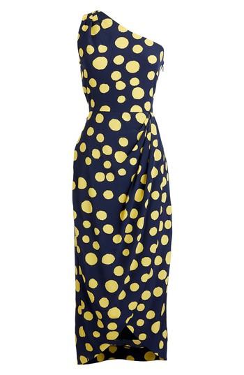 Women's J.crew Polka Dot One-shoulder Silk Dress - Blue