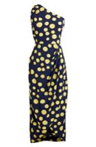 Women's J.crew Polka Dot One-shoulder Silk Dress - Blue