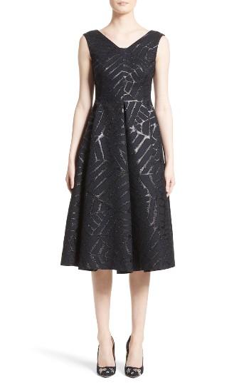 Women's Talbot Runhof Shimmer Fil Coupe Cocktail Dress - Blue