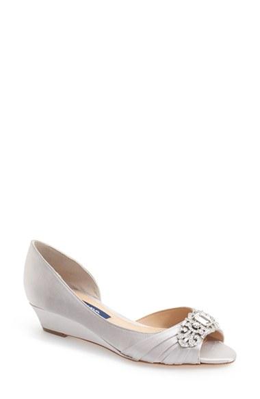 Women's Nina 'radha' Swarovski D'orsay Peep Toe Wedge M - Metallic