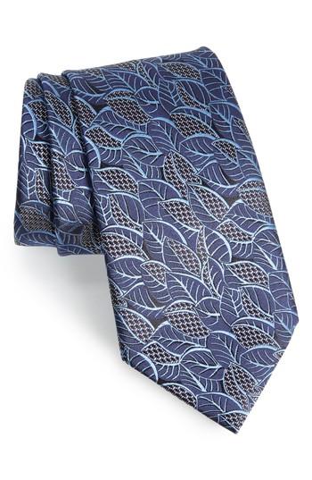 Men's Ermenegildo Zegna Leaf Silk Tie, Size - Blue