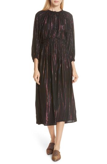 Women's Apiece Apart Rainbow Metallic Stripe Midi Dress - Brown