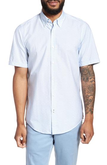 Men's Boss Lodi Stripe Sport Shirt, Size - Blue