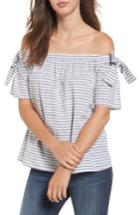 Women's Soprano Stripe Cotton & Linen Off The Shoulder Top