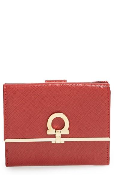 Women's Salvatore Ferragamo 'french Icona' Saffiano Calfskin Leather Wallet -
