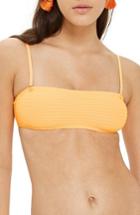 Women's Topshop Wide Ribbed Bandeau Bikini Top Us (fits Like 0-2) - Orange