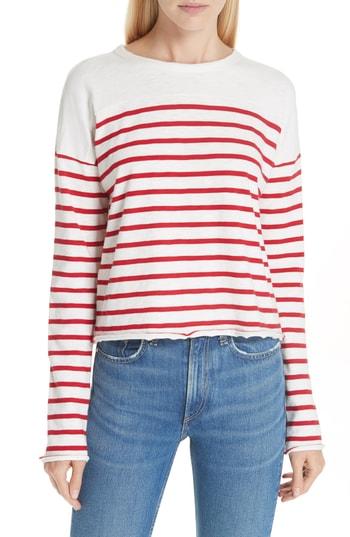 Women's Rag & Bone/jean Halsey Stripe Tee, Size - Red