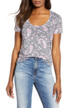 Women's Lucky Brand Floral Burnout Tee - Grey