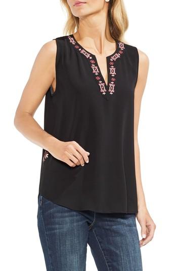 Women's Vince Camuto Embroidered Tank, Size - Black