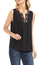 Women's Vince Camuto Embroidered Tank, Size - Black