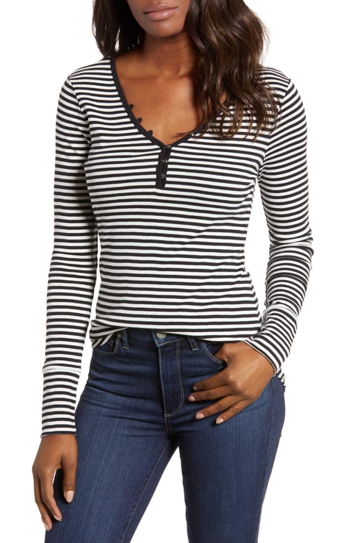 Women's Caslon V-neck Henley, Size - Ivory