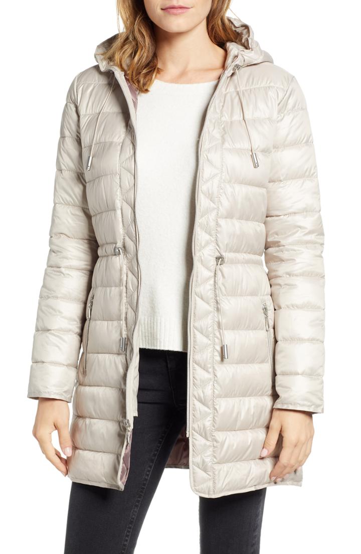 Women's Kenneth Cole New York Long Hooded Puffer Coat - Blue