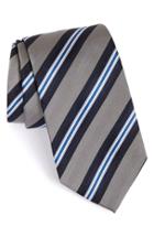 Men's David Donahue Stripe Silk Tie, Size - Grey