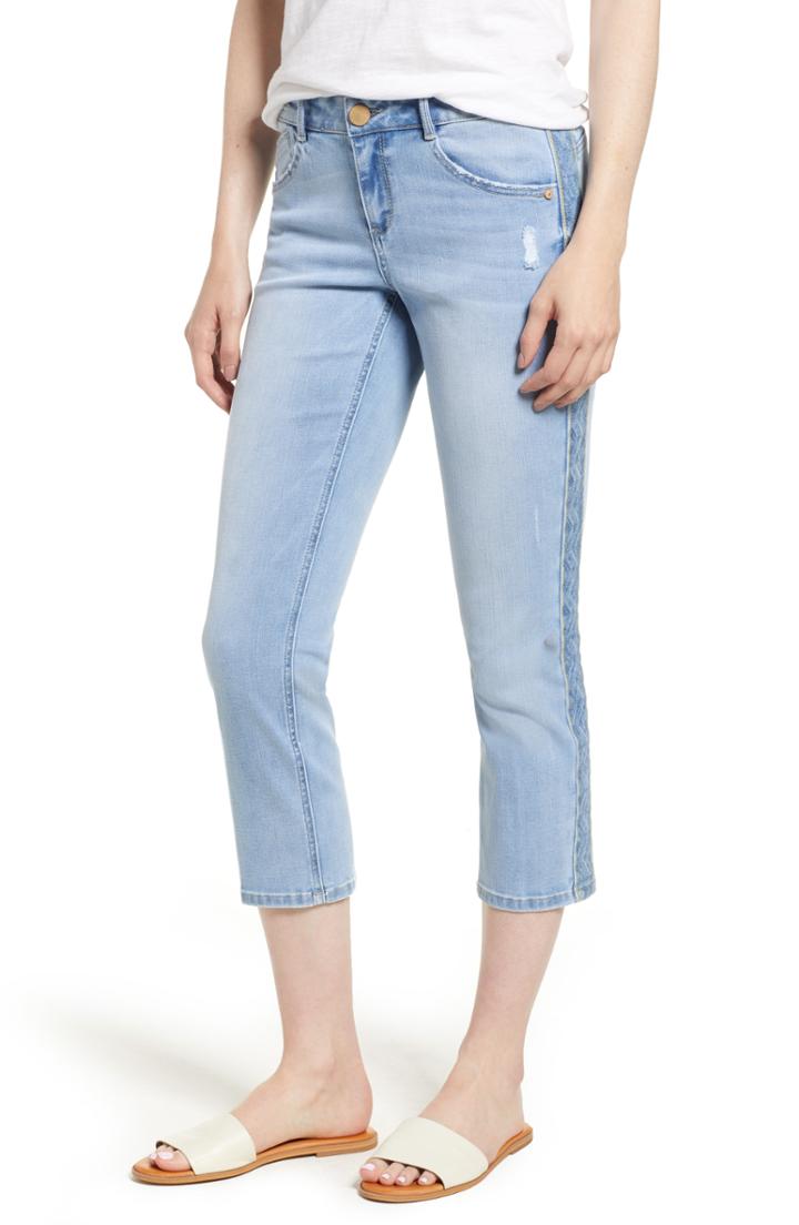 Women's Wit & Wisdom Embroidered Side Seam Crop Jeans (similar To 14w) - Blue