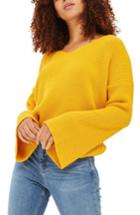 Women's Topshop Lattice Back Sweater Us (fits Like 2-4) - Yellow
